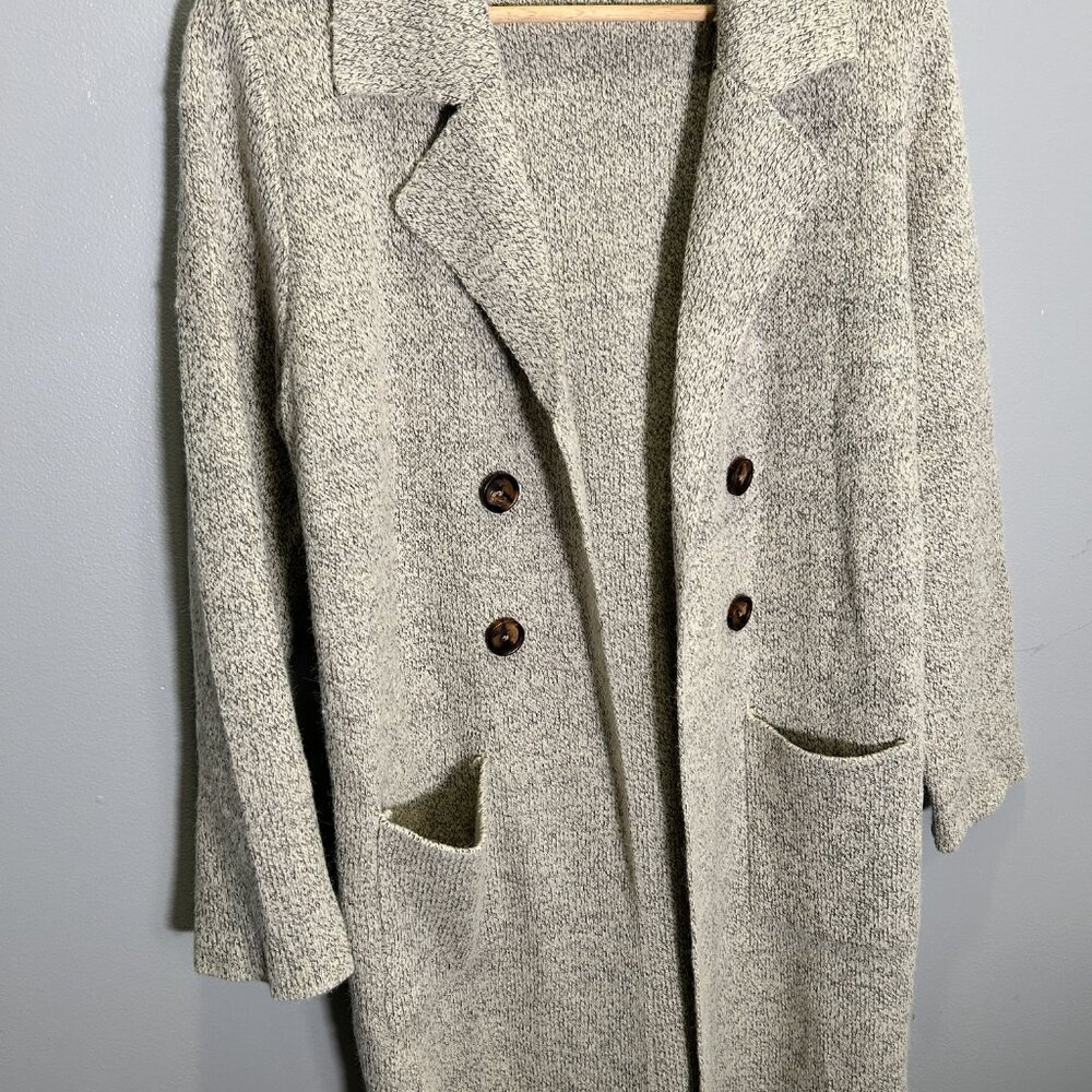 NWT CiCiBird Women's Cozy Heather Oatmeal Shacket Coat - Midi-Length - Picture 2 of 6